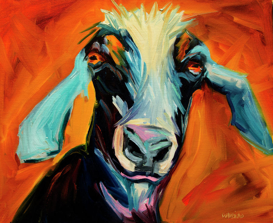 Goat Stare Painting by Diane Whitehead