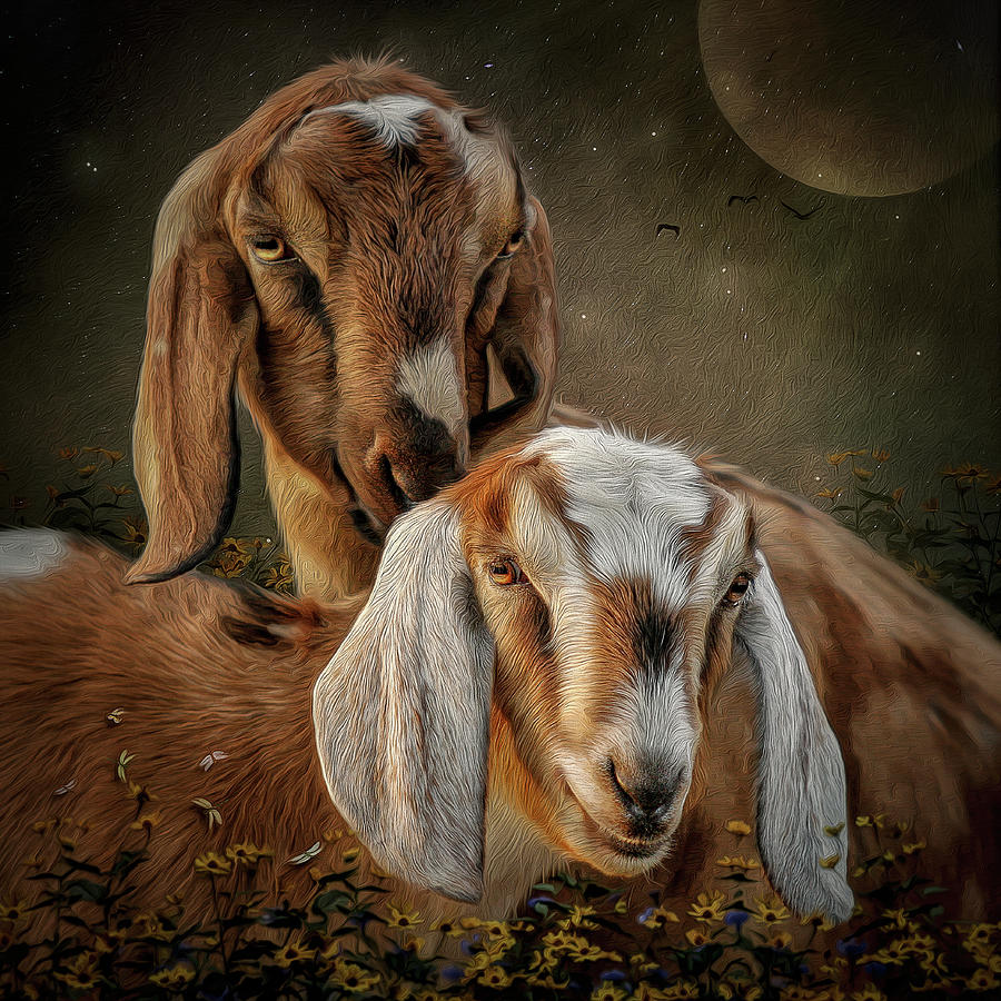 Goats Digital Art by Maggy Pease