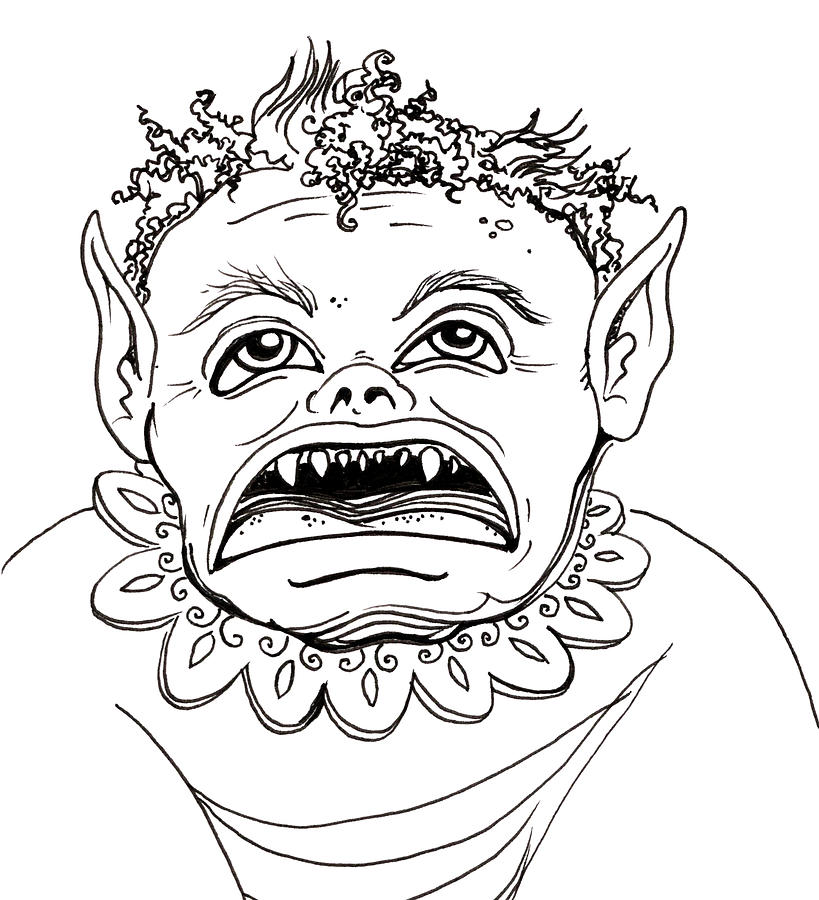 Goblin Baby - line art Drawing by Katherine Nutt - Fine Art America