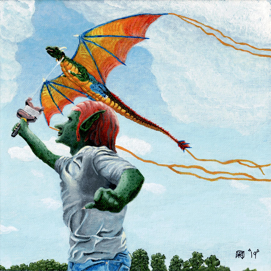 Dragon Painting - Goblin Flying Dragon Kite by Ted Helms
