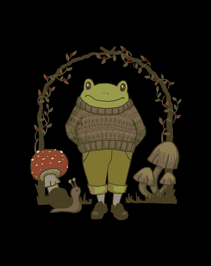 Goblincore Aesthetic Frog Mushroom Cottagecore Dark Academia Drawing by