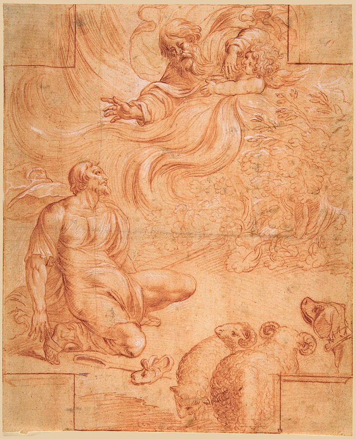 God Appearing to Moses Drawing by Pierre Brebiette