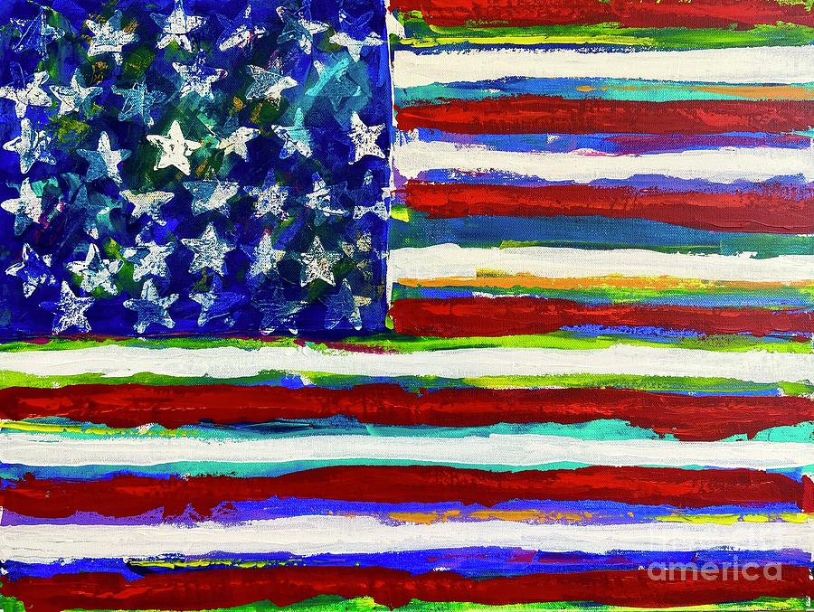 God Bless Amercia Painting by Julie Janney