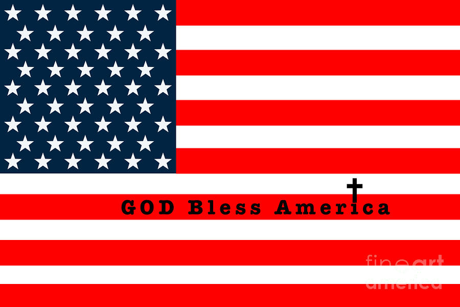 God Bless America With Cross Photograph