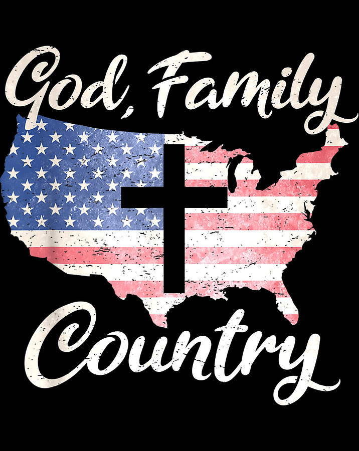 GOD FAMILY COUNTRY Christian Gift American Flag USA Map Digital Art by ...