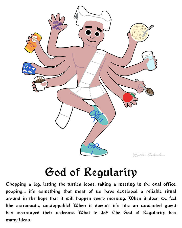 God of Regularity with description Painting by Nikita Coulombe