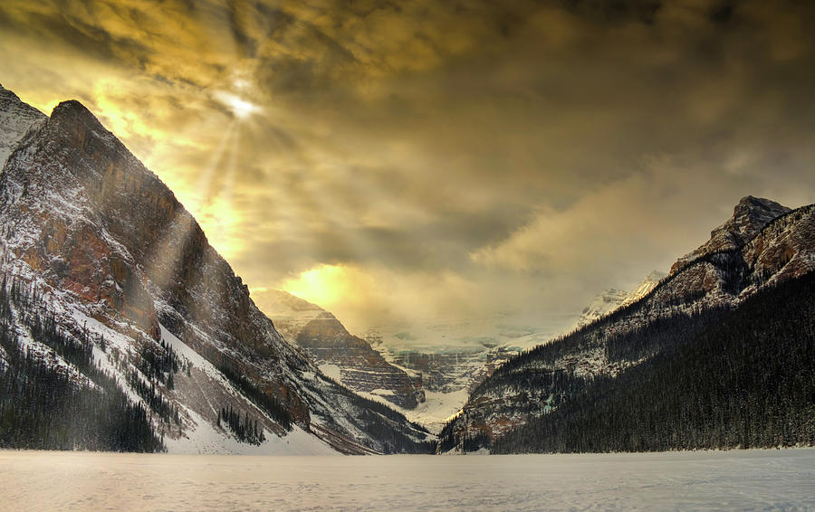Banff National Park Photograph - God Rays Over Lake Louise by Phil And Karen Rispin