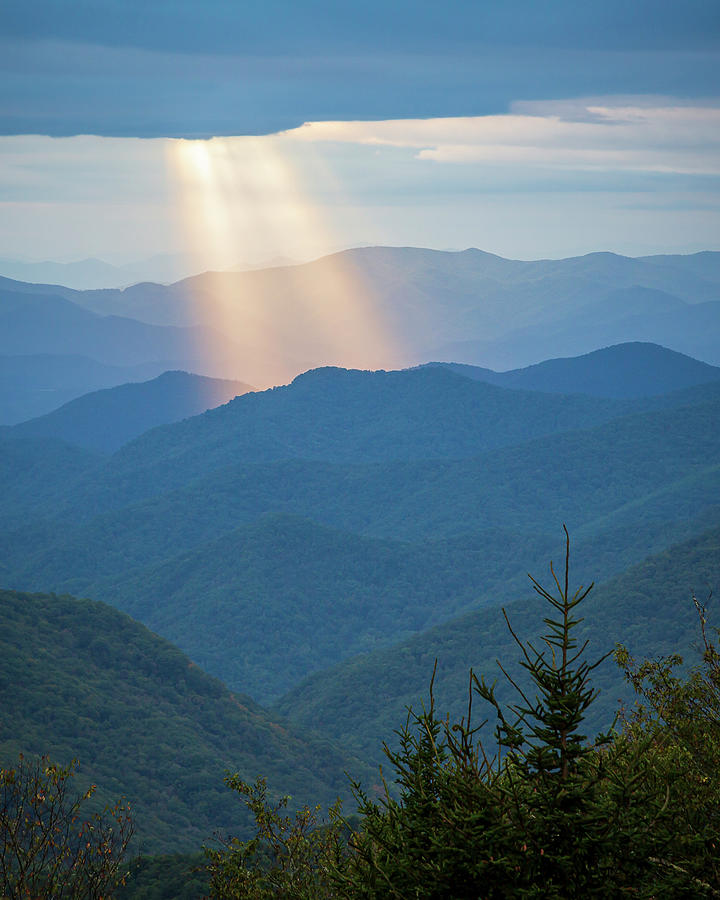 God Rays Over the Blue Ridge Mountains Photograph by Adam Romanowicz