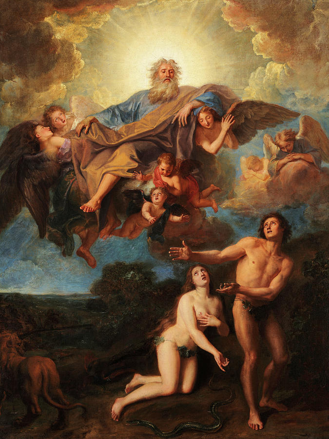 God Painting - God Reproving Adam and Eve by Antoine Coypel
