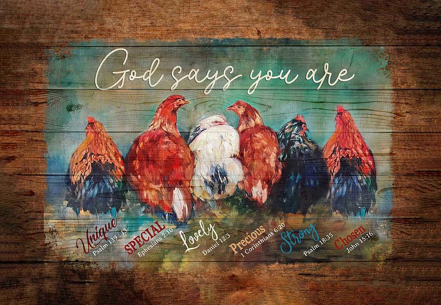 God Says You Are Canvas, Hen Canvas, Chicken Paintings On Canvas, God ...