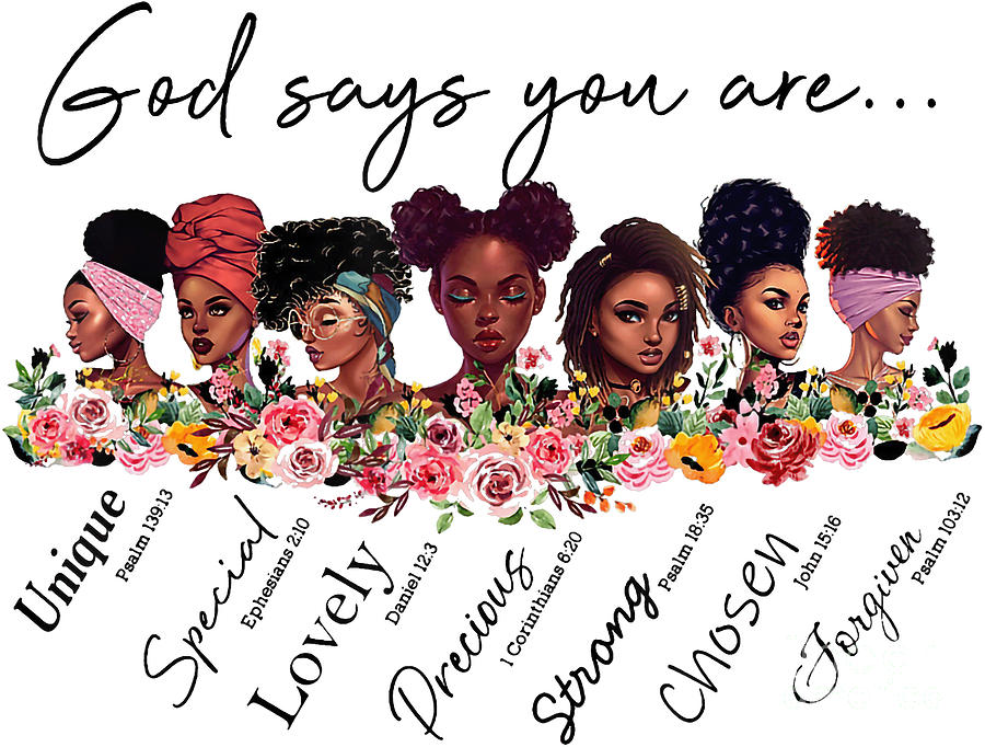 God Says You Are Unique Special PNG, African American Girls PNG, Black ...