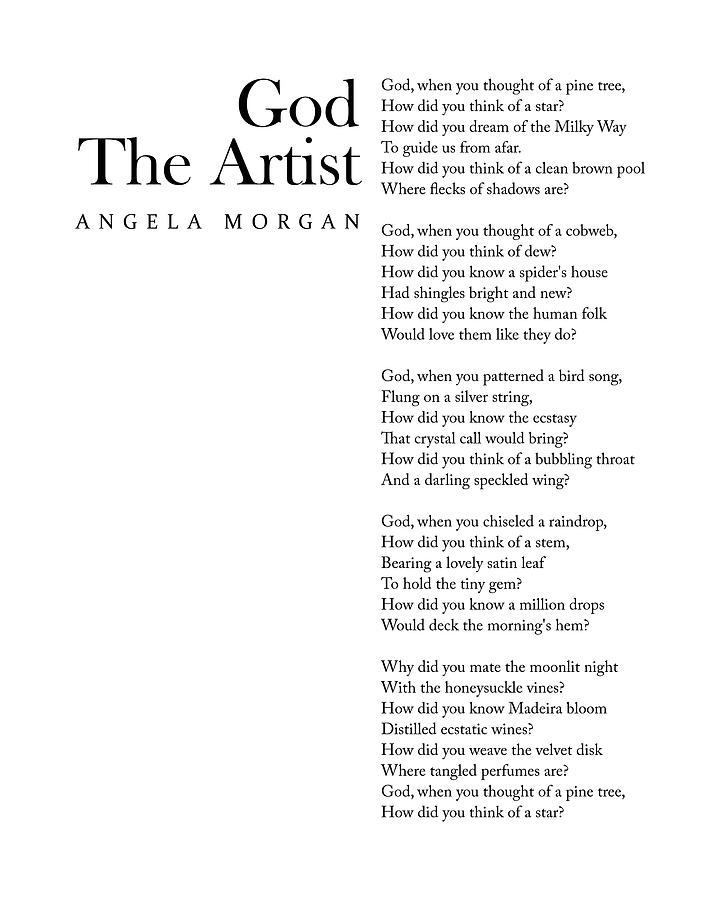 Nature Digital Art - God The Artist - Angela Morgan Poem - Literature - Typography Print 1 by Studio Grafiikka