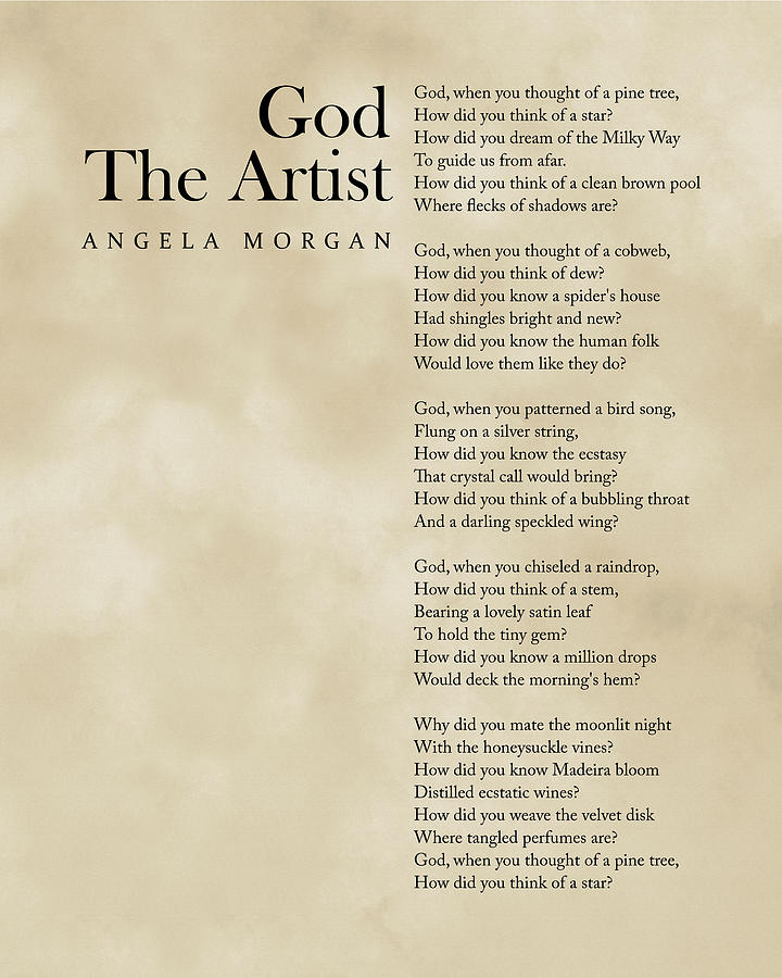 Nature Digital Art - God The Artist - Angela Morgan Poem - Literature - Typography Print 3 - Vintage by Studio Grafiikka
