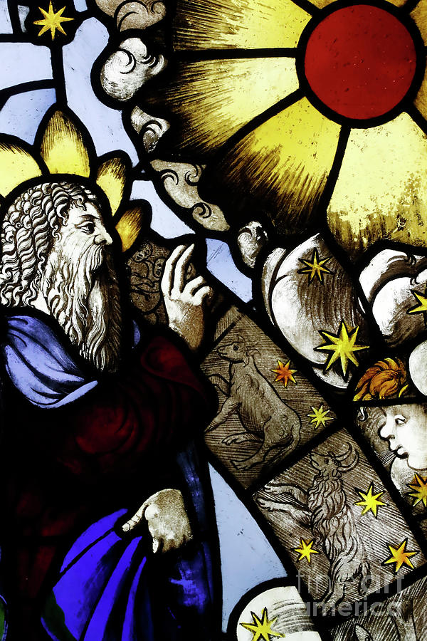 God The Father, Stained Glass Glass Art by Italian School