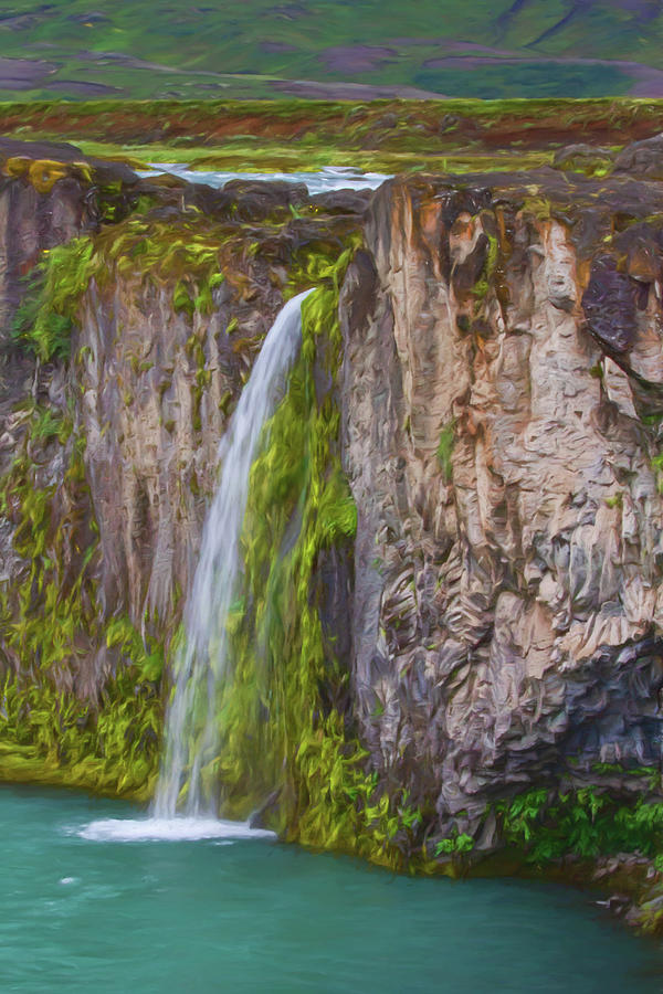 Godafoss Waterfalls Excerpt Digital Art by John Haldane
