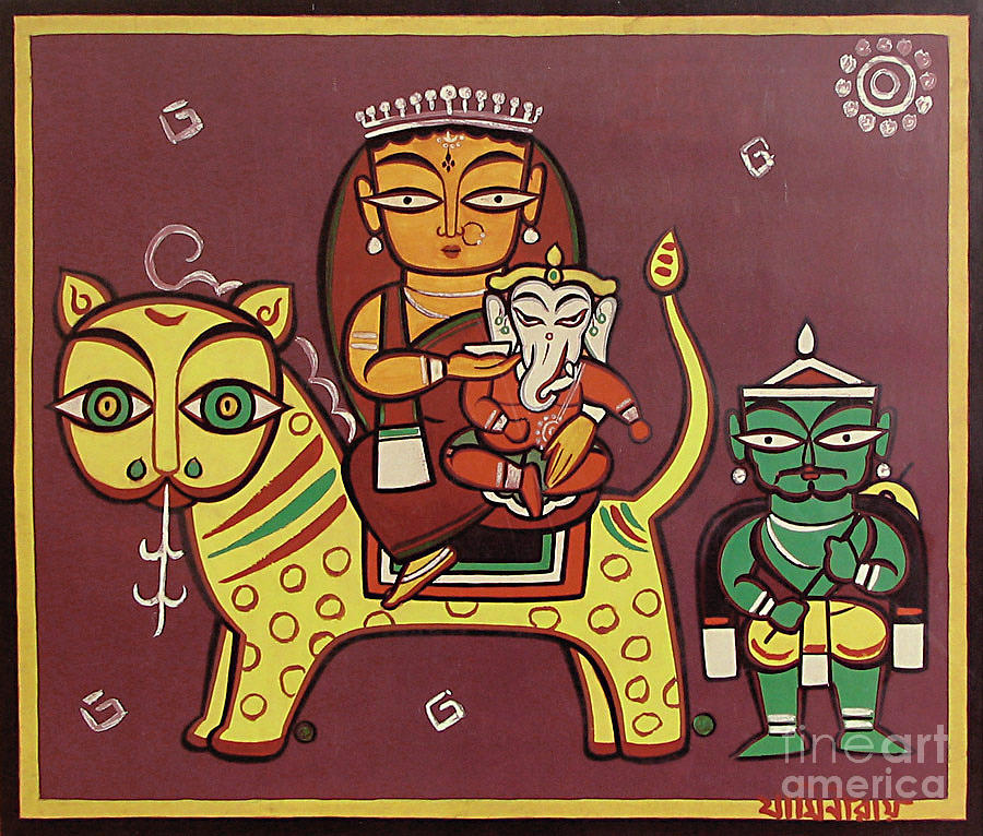 Goddess Durga Painting by Jamini Roy - Fine Art America