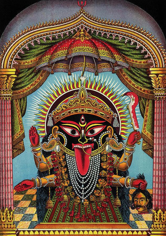 Skull Painting - Goddess Kali, Necklace of Skulls by Old Master
