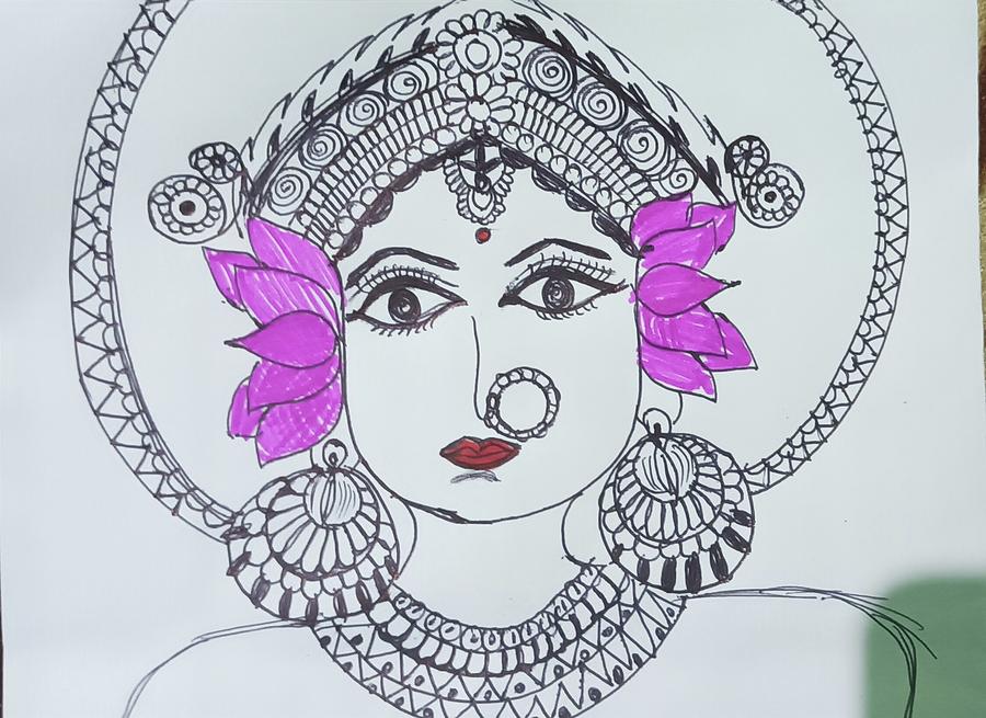 Goddess Lakshmi Drawing by Apoorva Tewari - Fine Art America