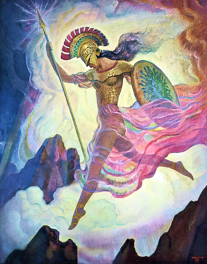 Goddess of Power Athena  Drawing by N C Wyeth