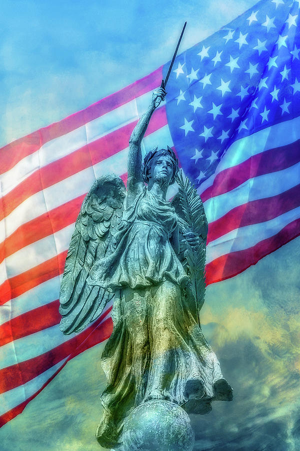 Goddess of Victory and Peace American Flag Digital Art by Randy Steele
