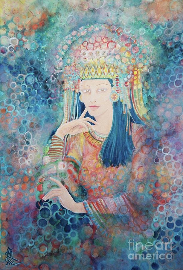 Goddess of Wisdom - Original Watercolor Painting Digital Art by Frances Ku