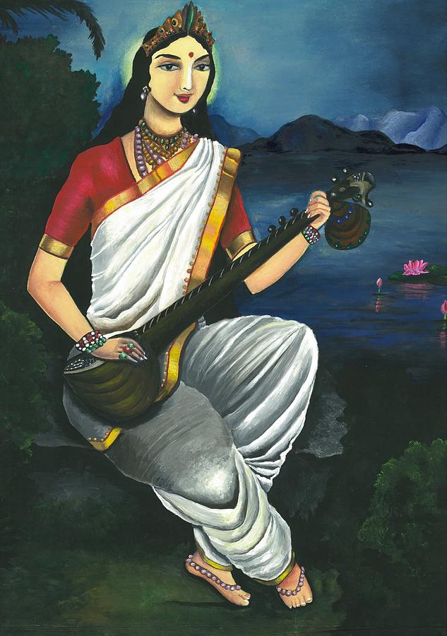 Goddess of wisdom Painting by Tara Krishna