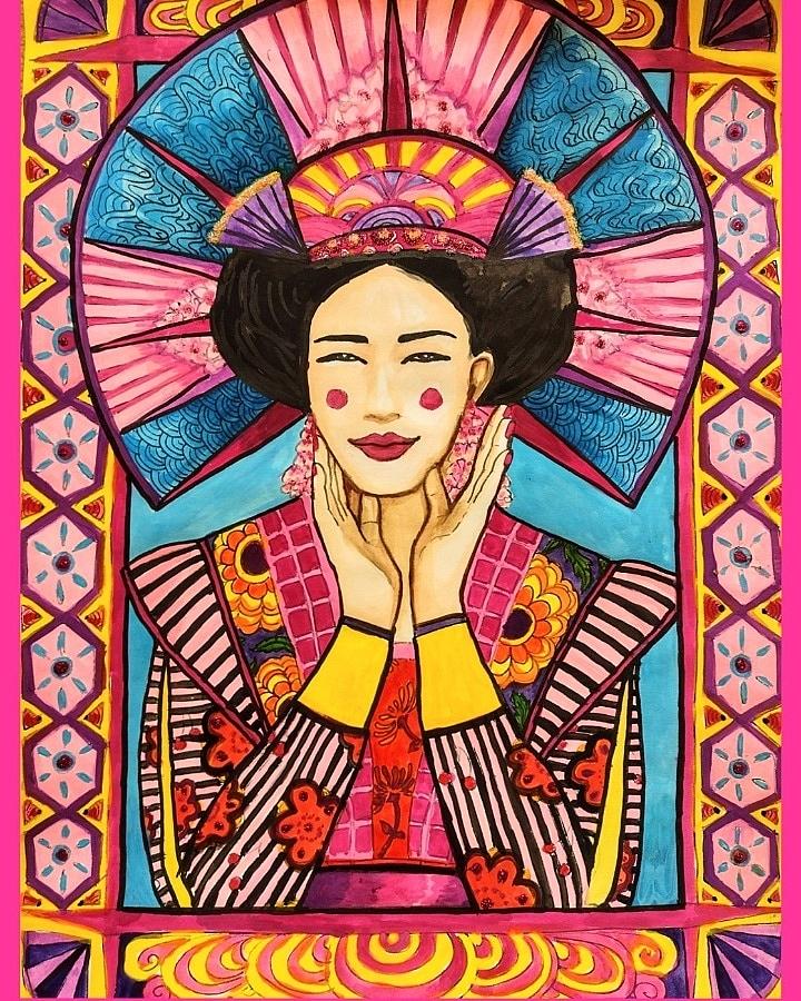 Goddess Painting - Goddess Uzume by Anna Lindberg