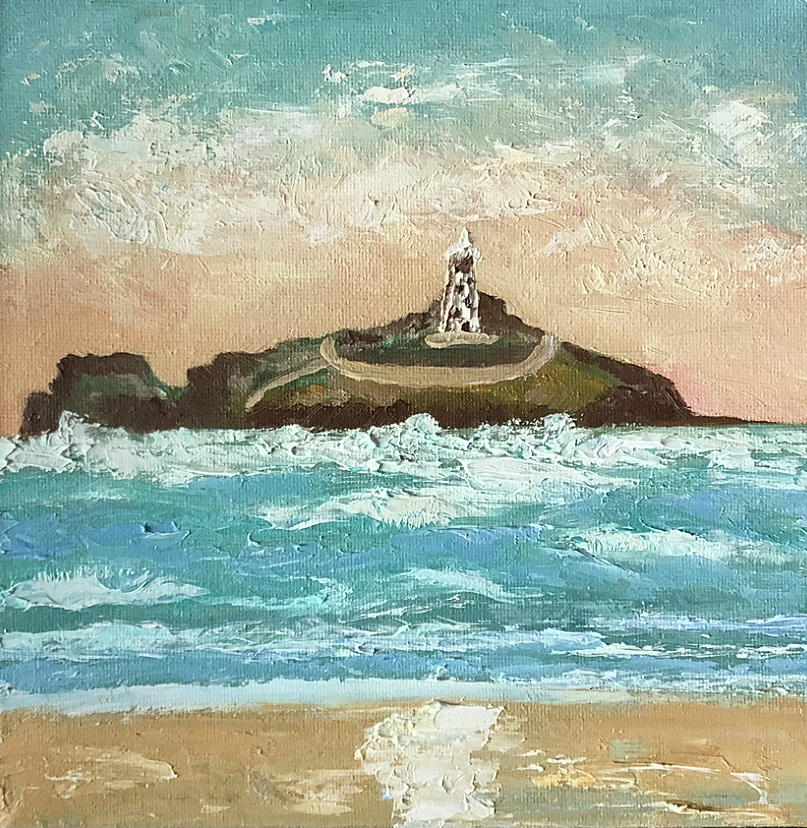 Godrevy Lighthouse, Cornwall, UK Painting by Barbara Magor - Fine Art ...