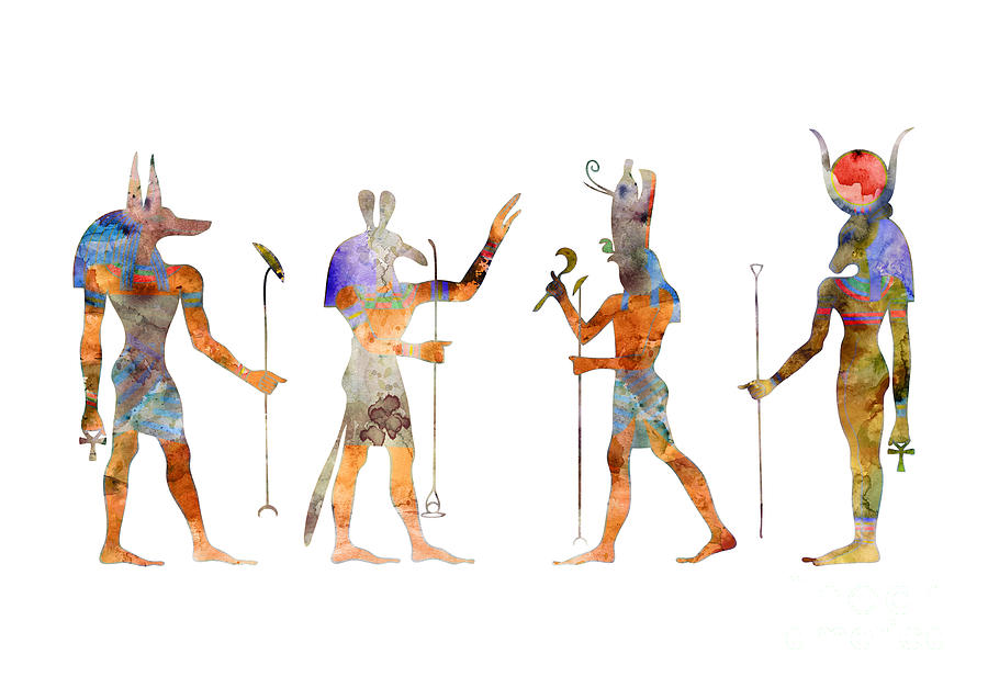 Gods of the Ancient Egypt Drawing by Michal Boubin