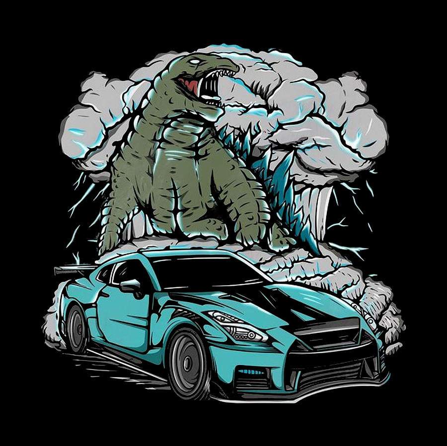 King Kong Drawing - Godzilla Jdm Car by Memblex Jomy
