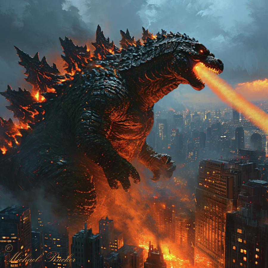 Godzilla Digital Art by Michael Rucker