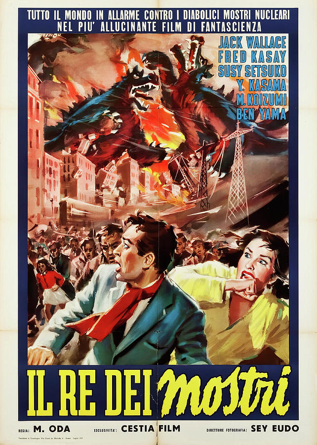 Godzilla Raids Again, 1955 - art by Angelo Cesselon Mixed Media by Movie World Posters