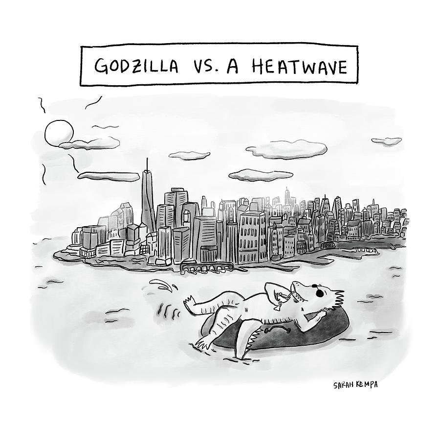Godzilla vs a Heatwave Drawing by Sarah Kempa