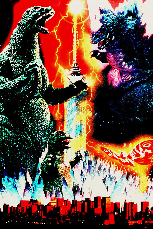 Godzilla Vs. Spacegodzilla 1994 Digital Art By Geek N Rock - Fine Art 