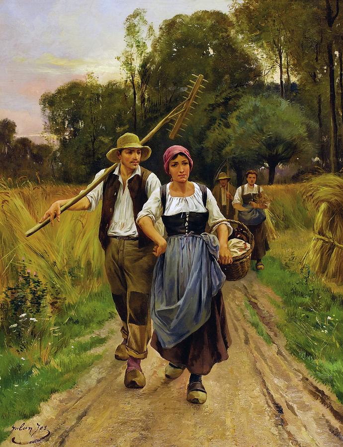 Going Home From the Fields Painting by Julien Joseph