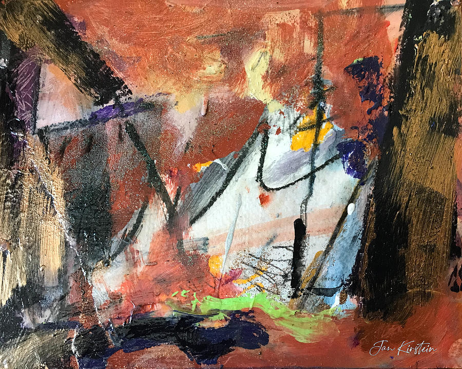 Abstract Painting - Going Through the Fire by Janis Kirstein