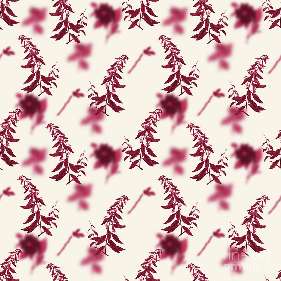 Vintage Mixed Media - Goji Berry Tree Botanical Seamless Pattern in Viva Magenta n.0879 by Holy Rock Design