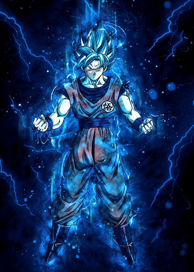 Goku super saiyan blue Poster nature Painting by Tim Harvey | Fine Art ...