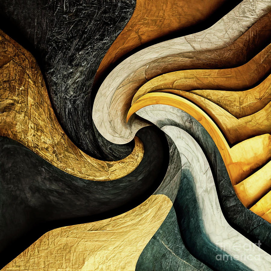 Gold and Black Abstract 2 Mixed Media by Tina LeCour