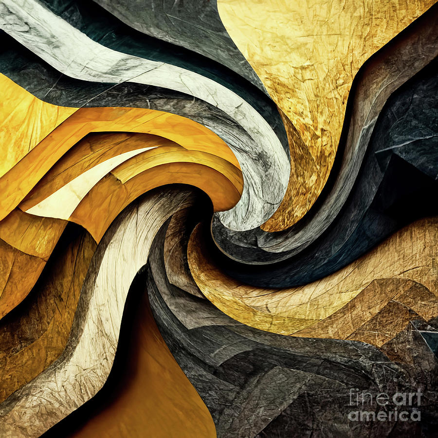 Gold And Black Abstract Mixed Media by Tina LeCour