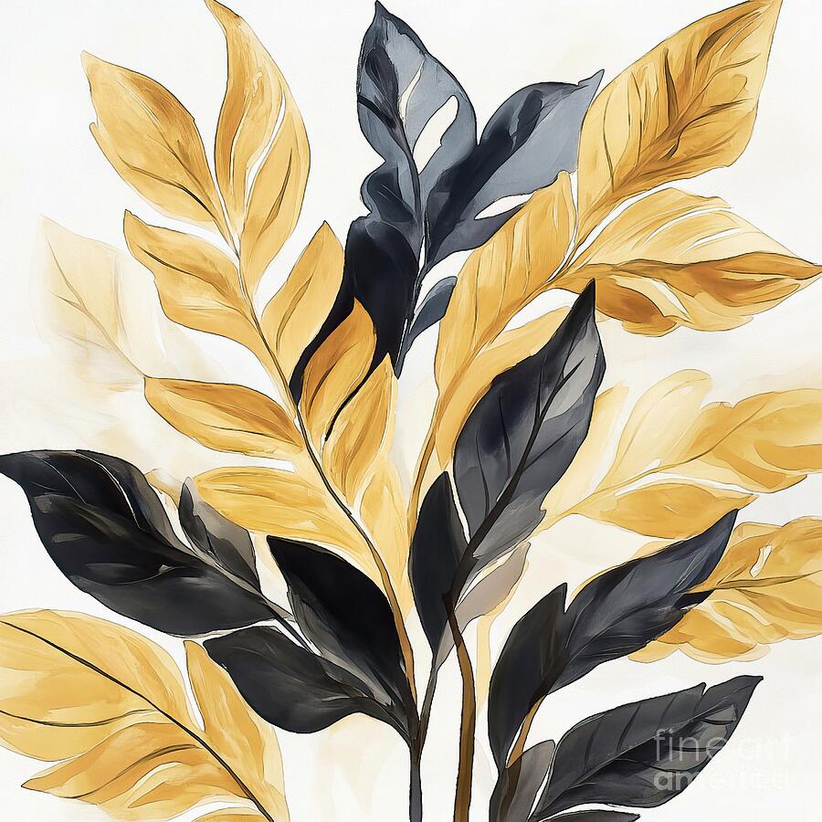 Gold And Black Leaves 2 Painting by Tina LeCour Gold And Black Leaves 2 Painting by Tina LeCour