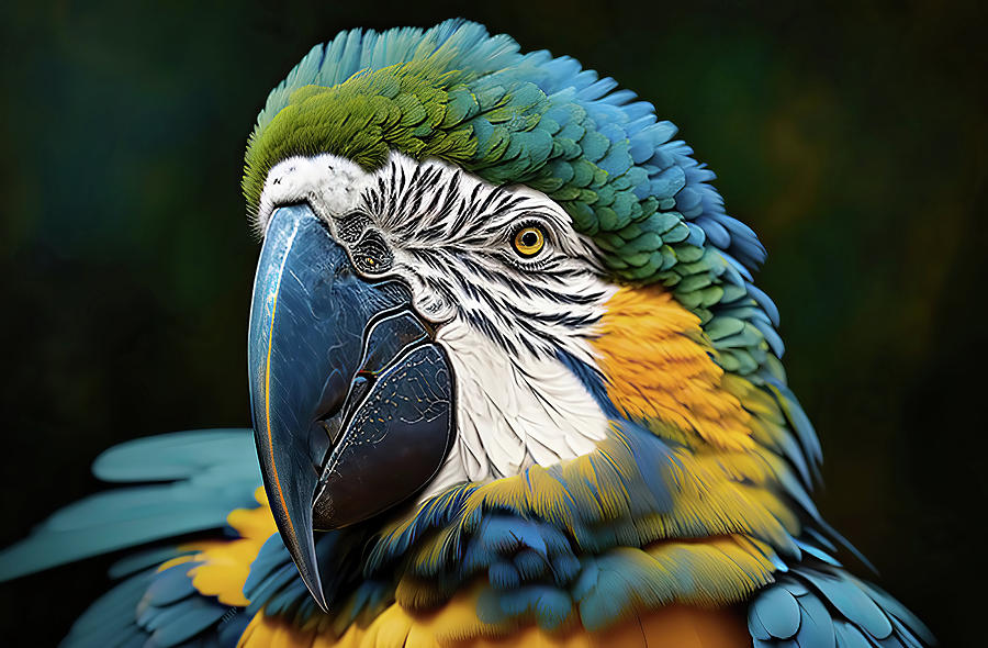 Gold And Blue Macaw Portrait Photograph by HH Photography of Florida
