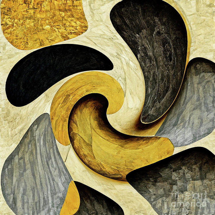 Golden Gray Abstract Painting by Tina LeCour