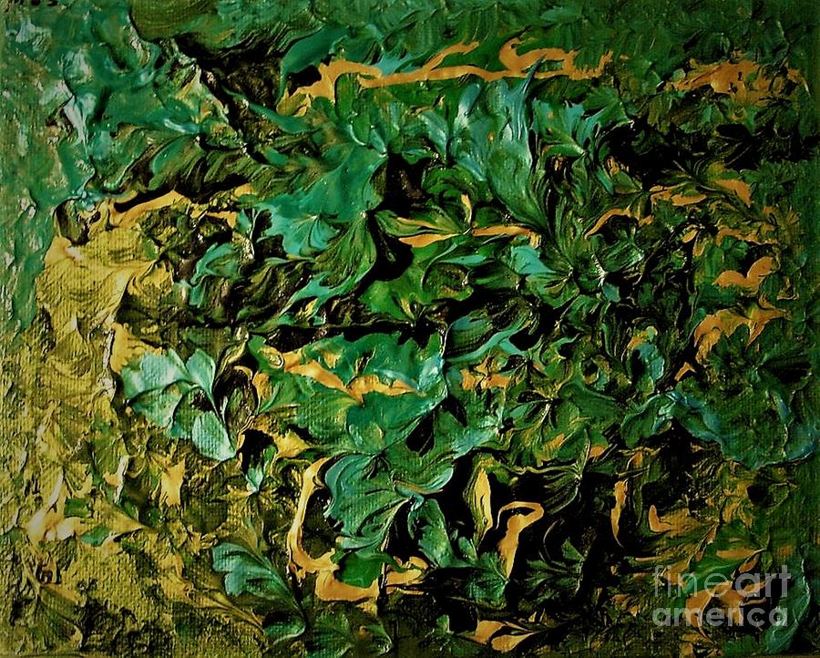 Abstract Digital Art - Gold and Green Abstract by Shelly Wiseberg