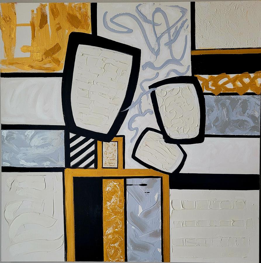 Abstract Painting - Gold and Silver by Rosie Sherman