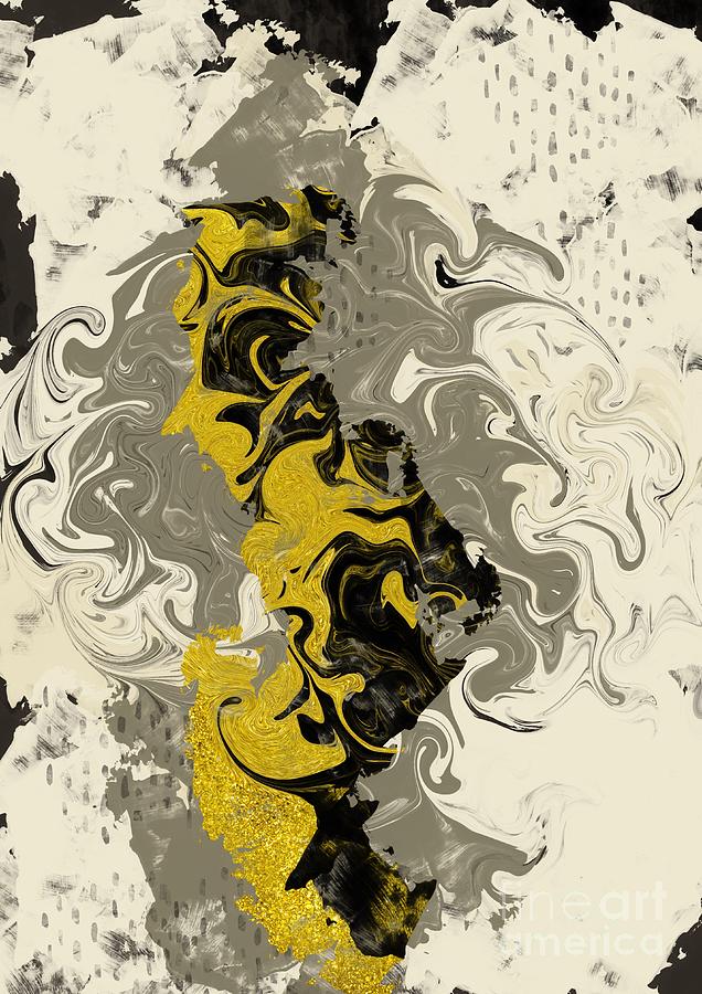 Gold And Taupe Abstract Digital Art