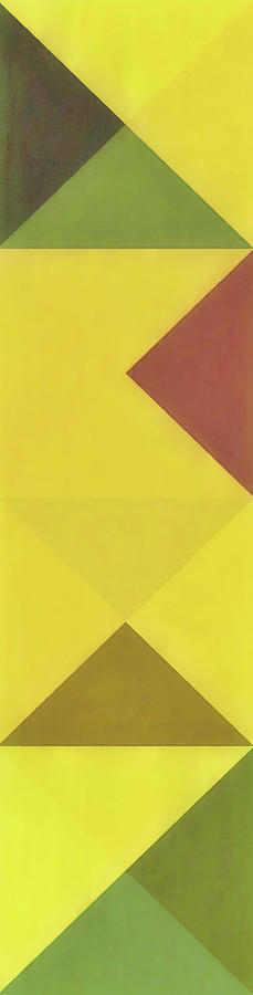 Gold and Yellow Abstract Geometric Pattern Vertical Panorama Digital Art by Gaby Ethington
