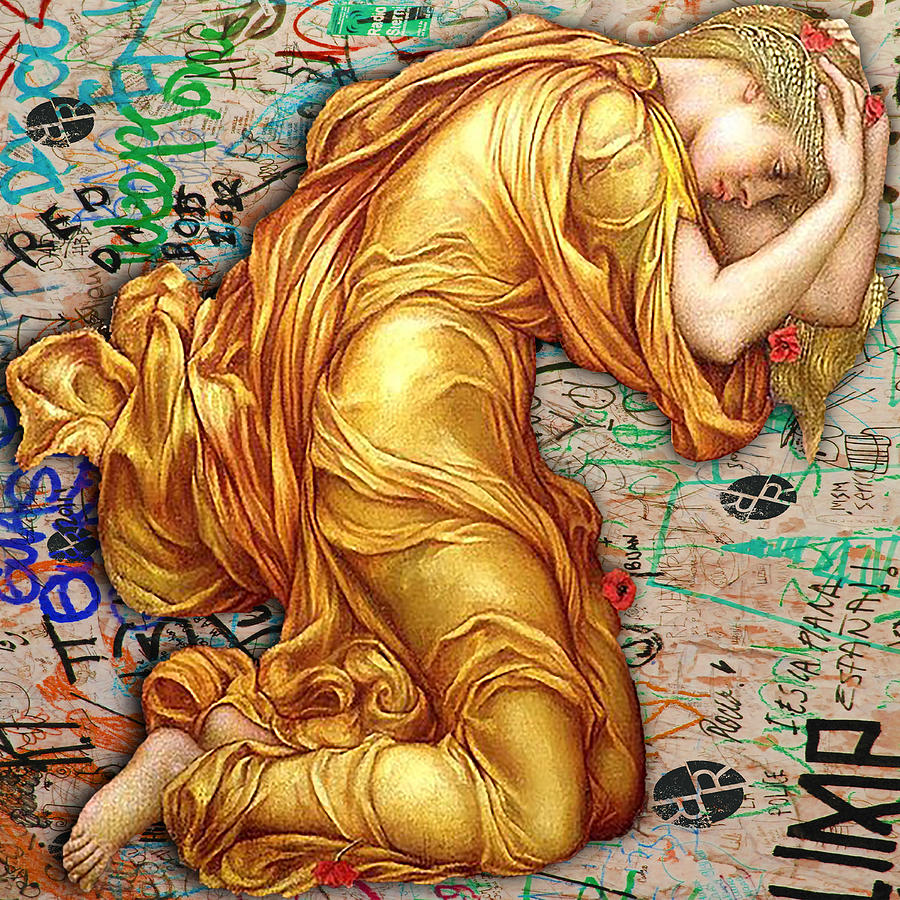Gold Angel Graffiti 2 Painting by Tony Rubino
