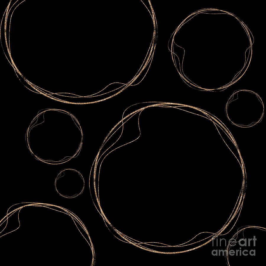 Gold Black Circle Abstract Digital Art