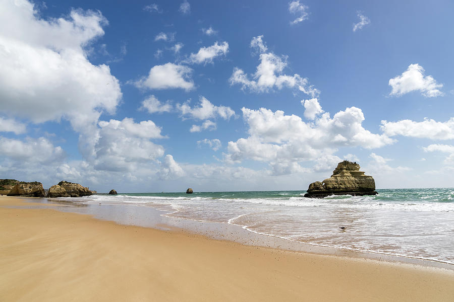 Gold Coast Algarve Classics - Smooth Sand Seascape with Seastacks Photograph by Georgia Mizuleva